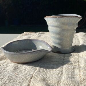 Artisan Made Ceramic soap dish and toothbrush holder
